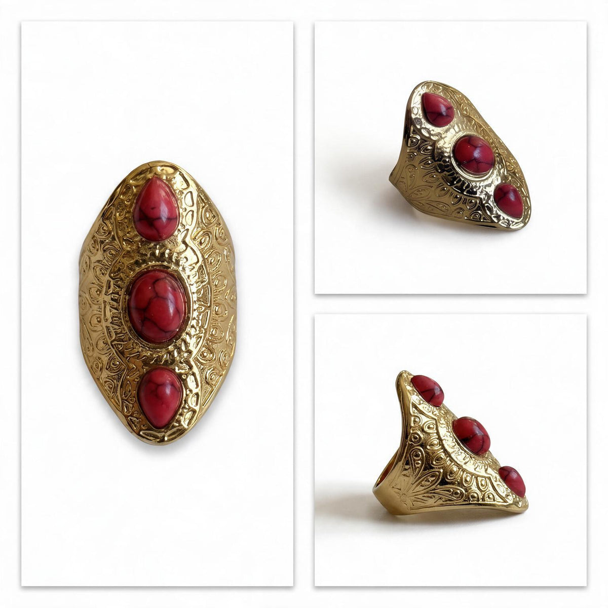 Red Stone Statement Ring