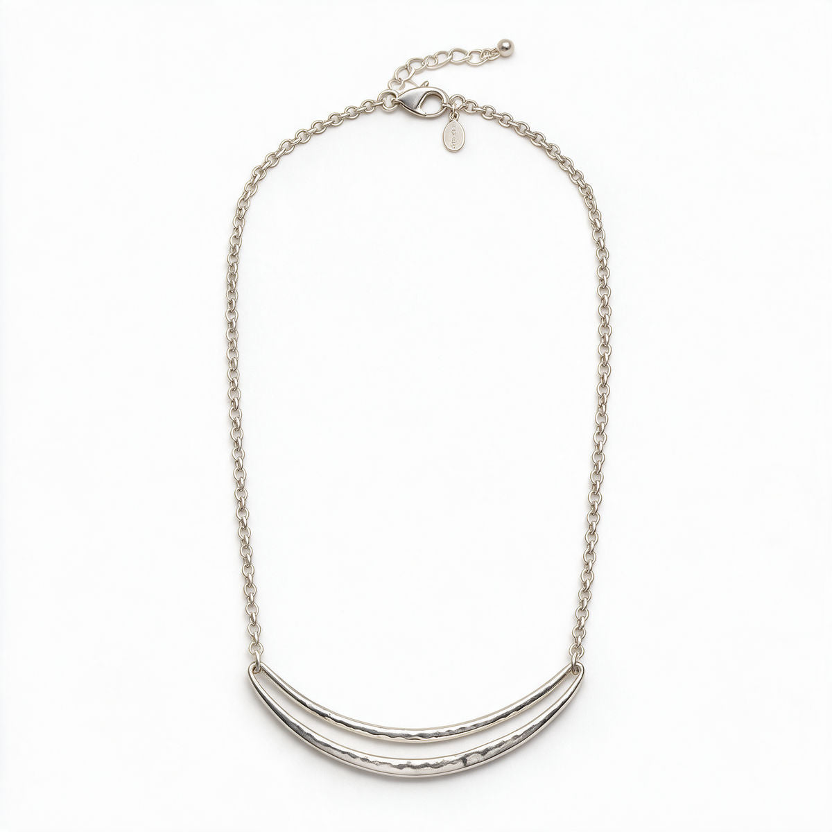 Silver Double-Bar Crescent Necklace photo 1