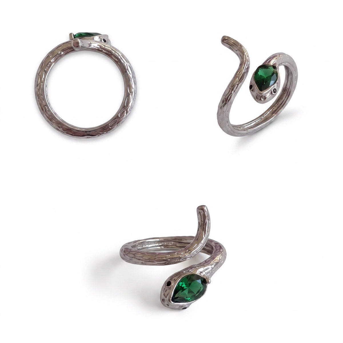 Silver Green Stone Ring