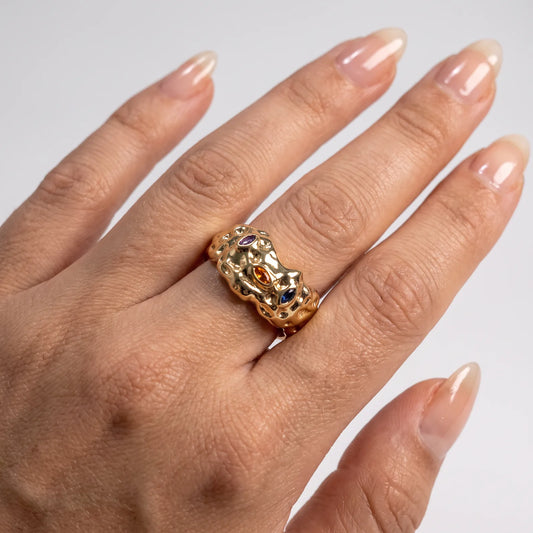 Color Stone Gold Ring