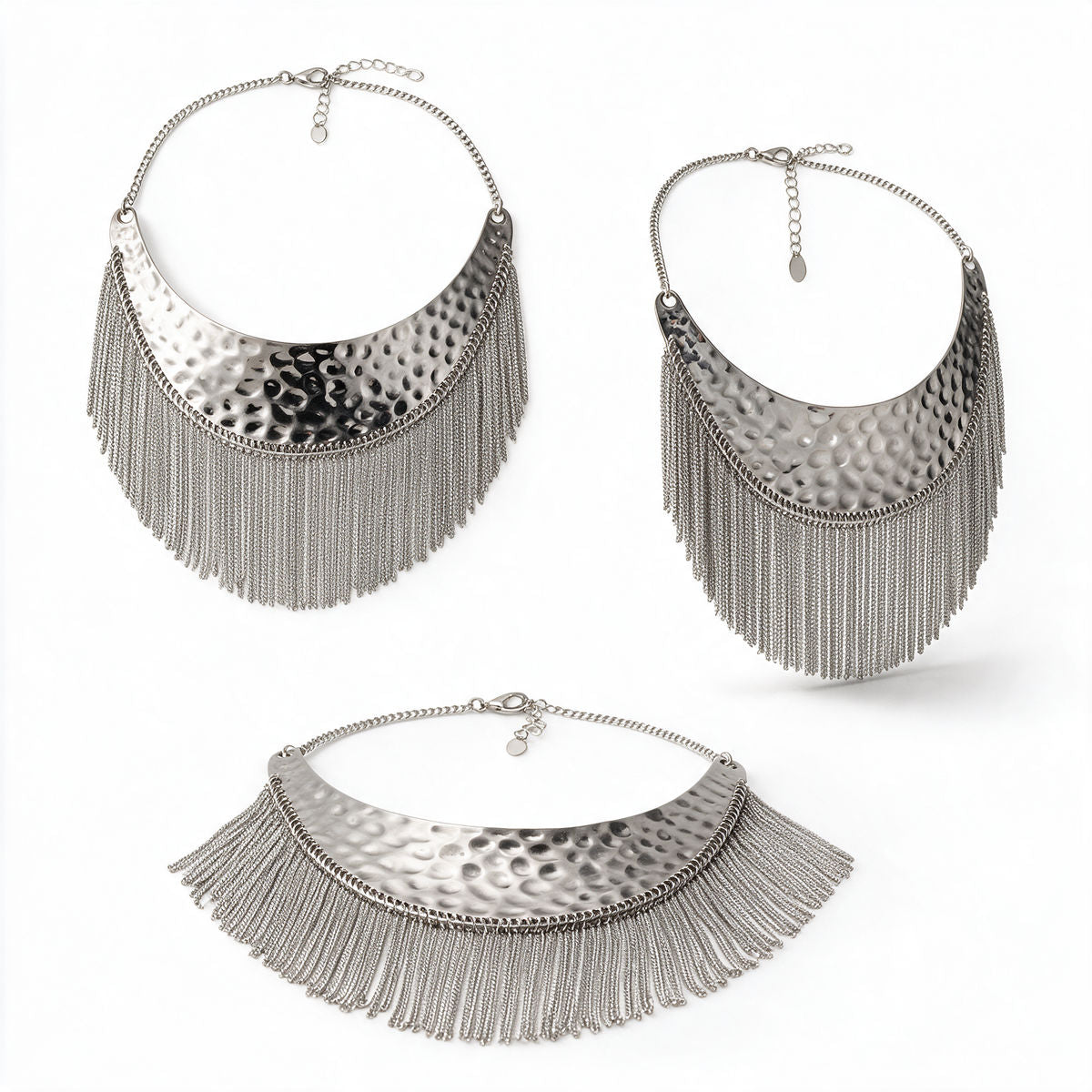 Crescent Hammered Fringe Necklace photo 1