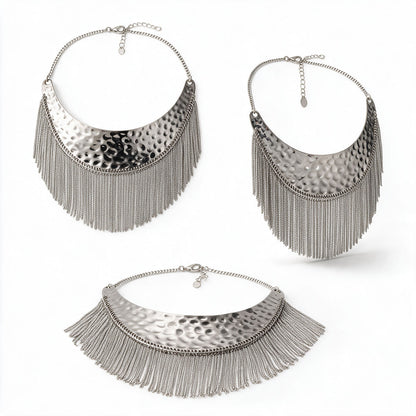 Crescent Hammered Fringe Necklace photo 1