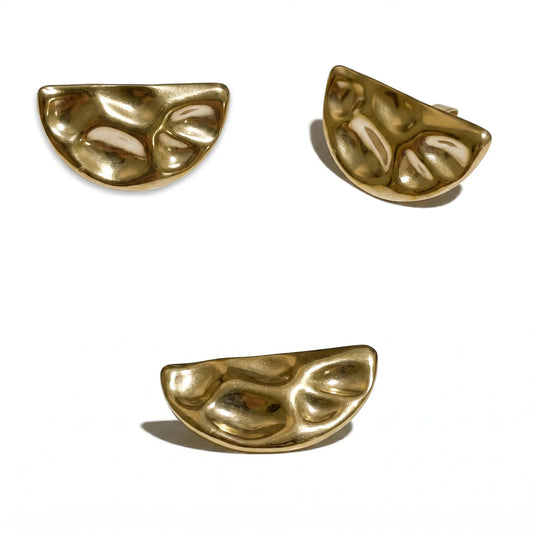 Half-Moon Hammered Brass Studs