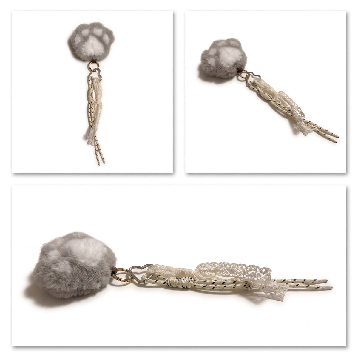 Pom Pom Bag Charm - Grey