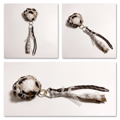 Pom Pom Bag Charm - Leopard