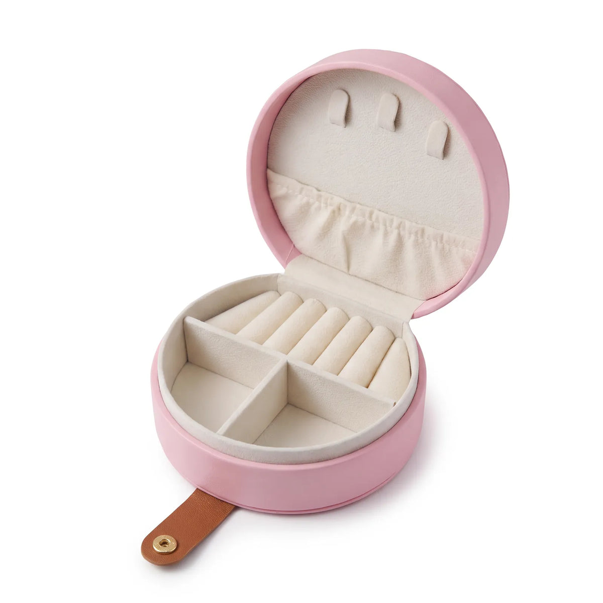 Round Pink Travel Jewelry Case