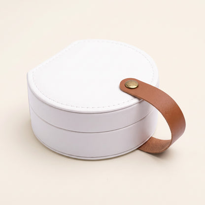 Round Travel Jewelry Case in white