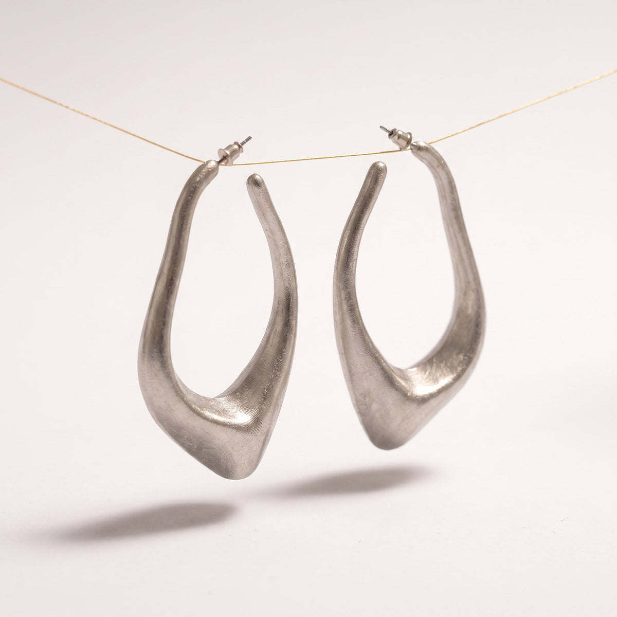 Sculptural Hoop Earrings - Silver