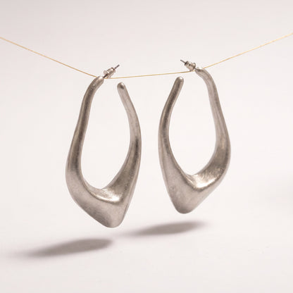 Sculptural Hoop Earrings - Silver