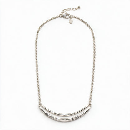 Silver Double-Bar Crescent Necklace photo 1