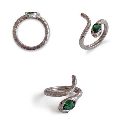 Silver Green Stone Ring