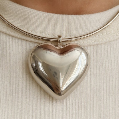 Silver Heart Choker