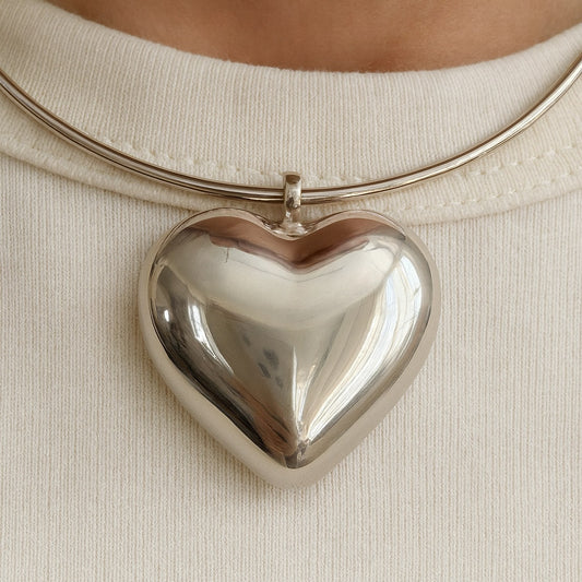 Silver Heart Choker