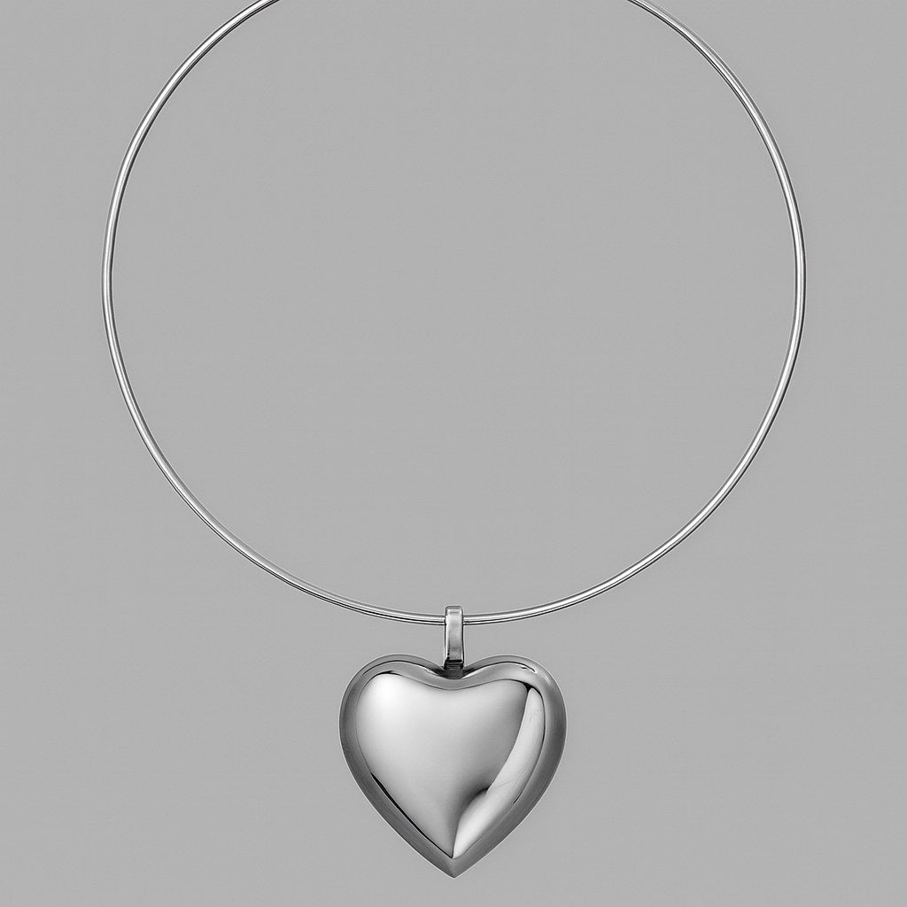 Silver Heart Choker