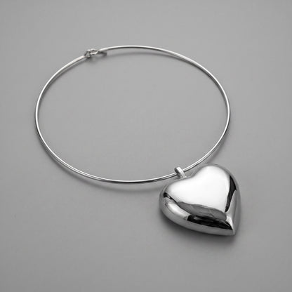 Silver Heart Choker