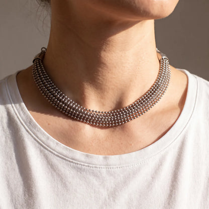 Silver Multi-Strand Ball-Chain Necklace