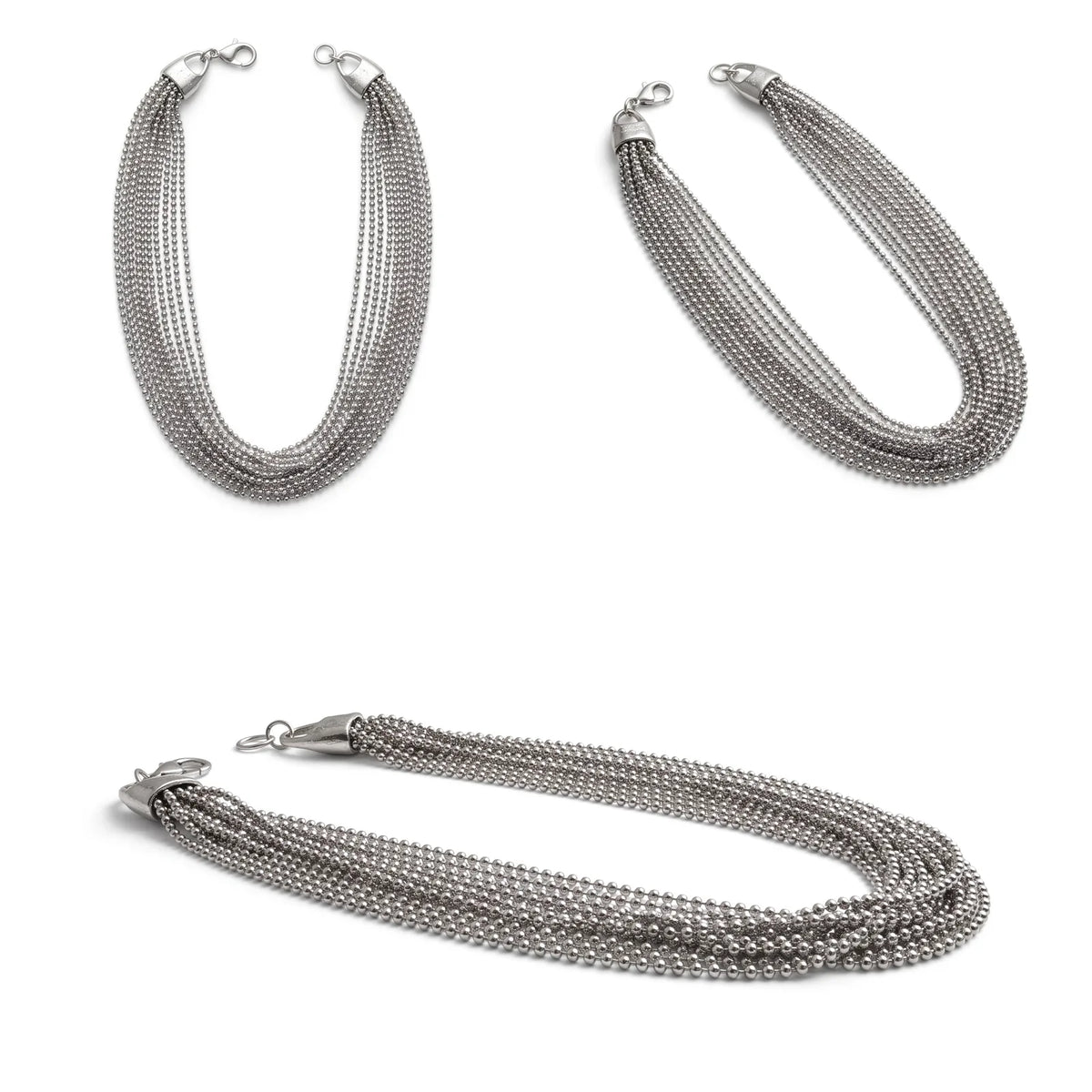 Silver Multi-Strand Ball-Chain Necklace